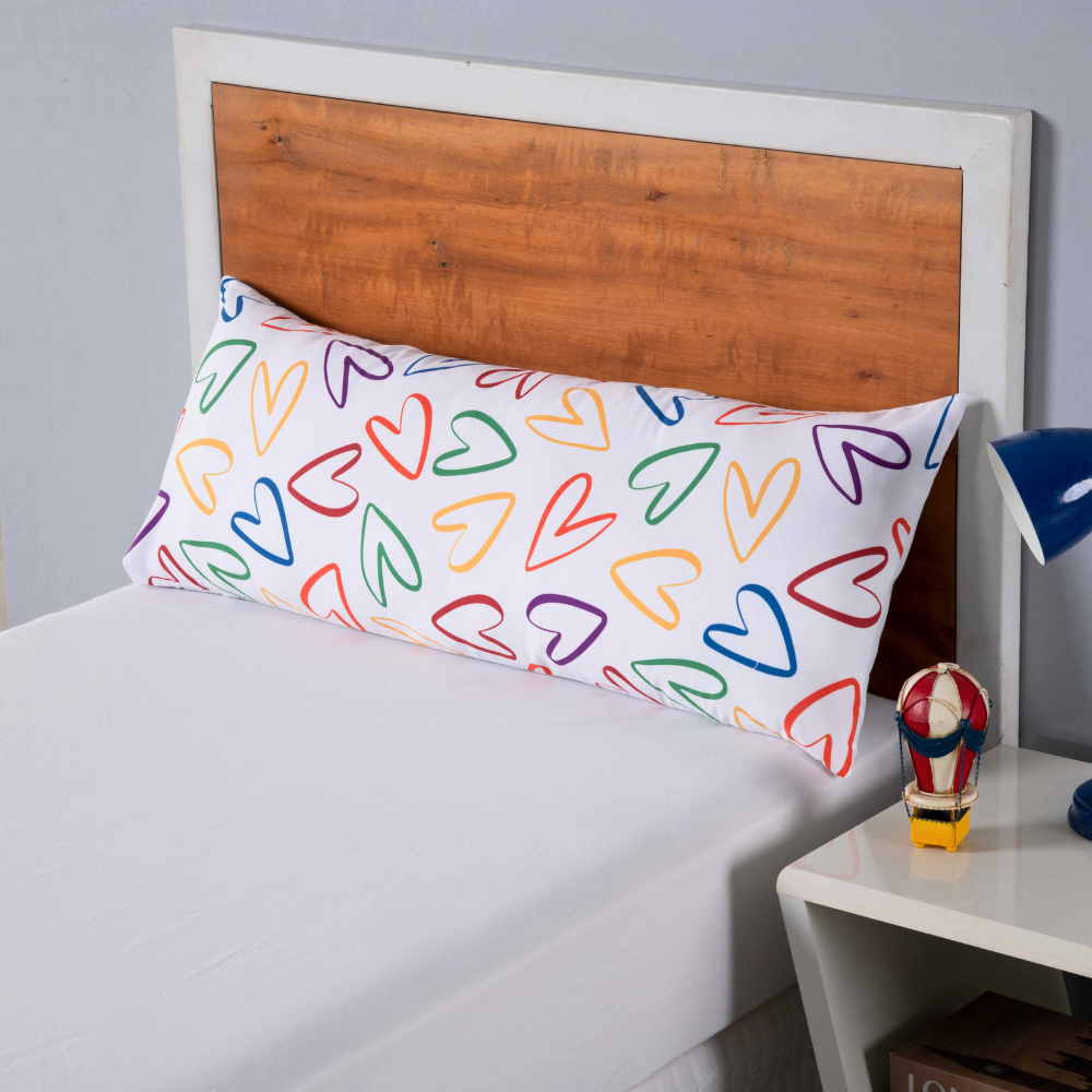 Capa Para Travesseiro Fofuxinho Colorê 1 Peça 90cm x 35cm 100% Poliéster Com Zíper Smile