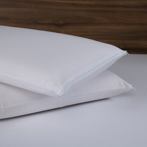Capa Protetora Impermeável Para Travesseiro 1 Peça 70cm x 50cm 180 Fios 100% Algodão Com Zíper Branco