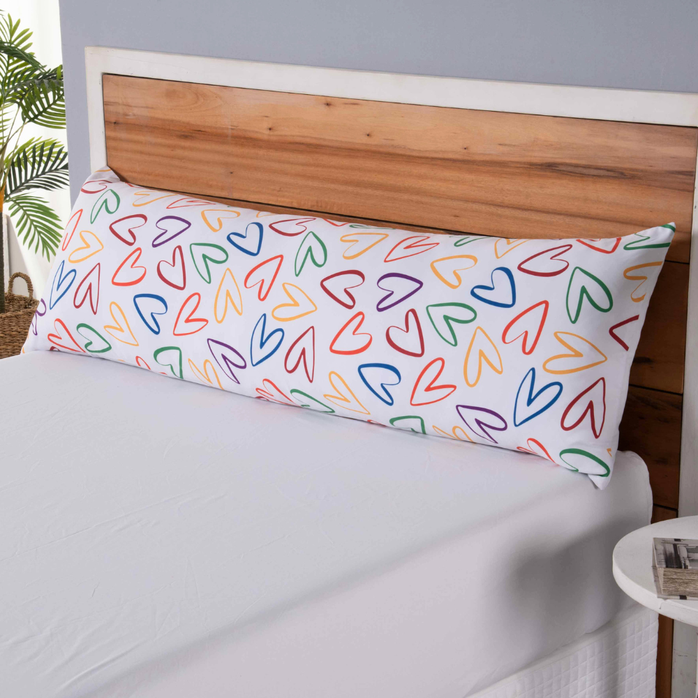 Capa Para Travesseiro Fofuxão Colorê 1 Peça 1,46m x 46cm 100% Poliéster Com Zíper Smile